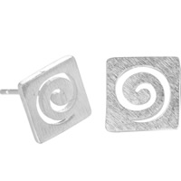 Латунь Стад Серьги, Квадратная форма, плакированный настоящим серебром, Женский, не содержит свинец и кадмий, 8x8mm, продается Пара