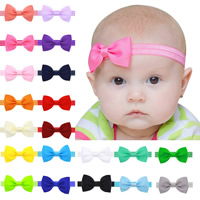 Headband, Grosgrain Ribbon, with Gauze, Bowknot, for children, more colors for choice, 65x35mm, Sold By PC