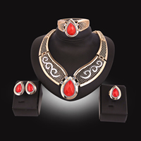 Zinc Alloy Jewelry Sets bangle & finger ring & earring & necklace with Resin stainless steel post pin gold color plated faceted & with rhinestone lead & cadmium free Inner Approx 65mm US Ring Length Approx 8 Inch Approx 15.5 Inch Sold By Set