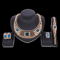 Crystal Jewelry Sets, finger ring & bracelet & earring & necklace, Tibetan Style, with Crystal, stainless steel post pin, gold color plated, faceted, lead & cadmium free,  25x10mm, 27x10mm, US Ring Size:8, Length:Approx 7 Inch, Approx 15.5 Inch, Sold By Set