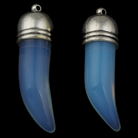 Sea Opal Pendants with zinc alloy pendant Wolf Tooth antique silver color plated Approx 1mm Sold By Bag