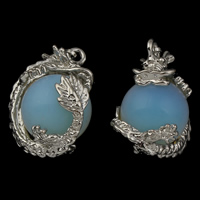 Sea Opal Pendants Zinc Alloy with Sea Opal Dragon platinum color plated lead & cadmium free Approx Sold By Bag