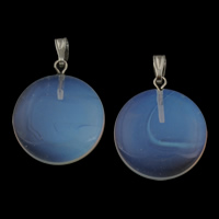 Sea opal häng, med zinklegering borgen, Flat Round, platina pläterad, 20x23x4.50mm, Hål:Ca 3x5mm, 5PC/Bag, Säljs av Bag