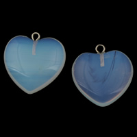 Sea opal häng, med zinklegering borgen, Hjärta, platina pläterad, 20x21x5mm, Hål:Ca 1.5mm, 5PC/Bag, Säljs av Bag