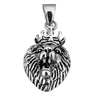 Stainless Steel Animal Pendants, Lion, blacken, 23x40x15mm, Hole:Approx 7x9mm, Sold By PC