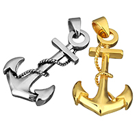 Stainless Steel Pendants, Anchor, plated, nautical pattern & blacken, more colors for choice, 30x53x8mm, Hole:Approx 7.5x10mm, Sold By PC
