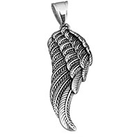 Stainless Steel Pendants, Wing Shape, blacken, 18x48x5mm, Hole:Approx 7x9.5mm, Sold By PC
