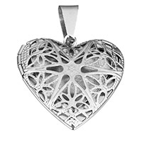 Fashion Locket Pendants, Stainless Steel, Heart, hollow, original color, 25x26x5mm, Hole:Approx 8x8.5mm, Inner Diameter:Approx 18x18mm, Sold By PC