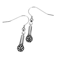 Stainless Steel Drop Earring Microphone for woman & blacken 39mm Sold By Pair
