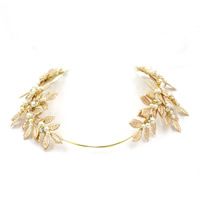 Braut Haarband, Zinklegierung, mit ABS-Kunststoff-Perlen & Ripsband, goldfarben plattiert, für Braut & mit Strass, frei von Blei & Kadmium, 70x43mm, verkauft von PC