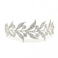 Bridal Tiaras, Tibetan Style, platinum color plated, for bridal & with rhinestone, lead & cadmium free, 150x80x40mm, Sold By PC