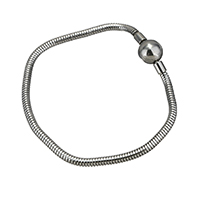 Stainless Steel European Bracelet Cord, snake chain, original color, 20x10x10mm, 3mm, Sold Per Approx 7.5 Inch Strand