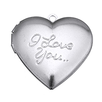 Fashion Locket Pendants, Stainless Steel, Heart, word I love you, with letter pattern, original color, 29x28.50x7mm, Hole:Approx 2mm, Inner Diameter:Approx 21x16.5mm, 100PCs/Lot, Sold By Lot