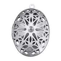 Stainless Steel Locket Pendant Setting, Flat Oval, hollow, original color, 26x39x10mm, Hole:Approx 2mm, Inner Diameter:Approx 3mm, 19x27mm, 50PCs/Lot, Sold By Lot