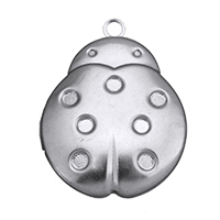 Stainless Steel Medaljon vedhæng indstilling, Ladybug, oprindelige farve, 28.50x37x8mm, Hole:Ca. 3mm, Indvendig diameter:Ca. 1mm, 3mm, 21x25mm, 40pc'er/Lot, Solgt af Lot
