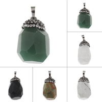 Gemstone Pendants Jewelry with Rhinestone Clay Pave & Zinc Alloy platinum color plated Approx Sold By PC