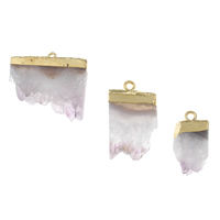 Amethyst Pendant with Zinc Alloy gold color plated February Birthstone - Approx 1.5mm Sold By PC