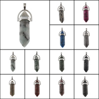 Gemstone Pendants Jewelry, with Tibetan Style, pendulum, platinum color plated, different materials for choice, 41x13.50x10mm, Hole:Approx 3x5mm, Sold By PC