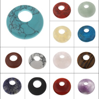 Mischedelstein Perlen, Edelstein, flache Runde, verschiedenen Materialien für die Wahl & großes Loch, 30x6.5-27x4.5mm, Bohrung:ca. 8-2mm, verkauft von PC