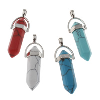 Turquoise Pendant with Zinc Alloy pendulum platinum color plated Approx Sold By PC