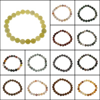 Bracelet de perles de verre, pierre gemme, Rond, différents matériaux pour le choix & unisexe, 8mm, Vendu par Environ 7 pouce brin