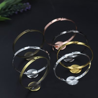 Brass Bangle Cuff Findings, Flat Round, plated, more colors for choice, nickel, lead & cadmium free, 65x60mm, Inner Diameter:Approx 20,60mm, 5PCs/Bag, Sold By Bag