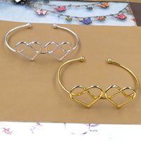 Iron Bangle Cuff Findings, Heart, plated, more colors for choice, lead & cadmium free, 65x2mm, Inner Diameter:Approx 65mm, 5PCs/Bag, Sold By Bag