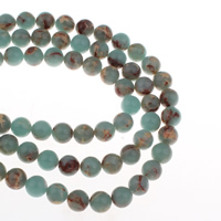 Wasserblauer Terra Jaspis Perle, rund, verschiedene Größen vorhanden, Bohrung:ca. 1mm, verkauft per ca. 15 ZollInch Strang