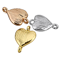Brass Jewelry Connector, Heart, plated, 1/1 loop, more colors for choice, nickel, lead & cadmium free, 10x14x2.50mm, Hole:Approx 1.5mm, 50PCs/Lot, Sold By Lot