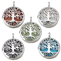 Tree Of Life Pendants, Gemstone, with Brass, silver color plated, different materials for choice & hollow, 26x31x8mm, Hole:Approx 4mm, Sold By PC