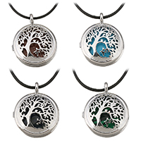 Tree Of Life Necklace, Brass, with Gemstone & Nylon Cord, with 2lnch extender chain, silver color plated, different materials for choice & Unisex & hollow, nickel, lead & cadmium free, 26x31x8mm, 1.5mm, Sold Per Approx 18 Inch Strand