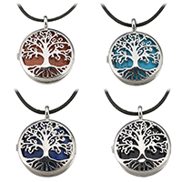 Tree Of Life Necklace, Brass, with Gemstone & Nylon Cord, with 2lnch extender chain, silver color plated, different materials for choice & Unisex & hollow, nickel, lead & cadmium free, 26x31x8mm, 1.5mm, Sold Per Approx 18 Inch Strand