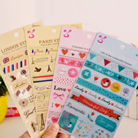 Sticker Paper, different designs for choice & with letter pattern, mixed colors, 185x100mm, 10PCs/Bag, Sold By Bag