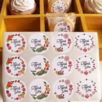 Sticker Paper, Flat Round, different designs for choice, mixed colors, 16x12.5cm, 10Sets/Bag, Approx 12PCs/Set, Sold By Bag
