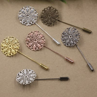 Brass Brooch Findings Flower plated nickel lead & cadmium free Inner Approx 25mm Sold By Bag