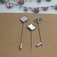 Brass Brooch Findings Square platinum color plated nickel lead & cadmium free 80mm Inner Approx 12mm Sold By Bag