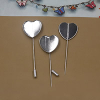 Brass Brooch Findings Heart platinum color plated nickel lead & cadmium free 80mm Inner Approx 25mm Sold By Bag