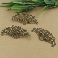 Brass Brooch Findings, with Iron, Fan, antique bronze color plated, nickel, lead & cadmium free, 20mm,29x55mm, 20PCs/Bag, Sold By Bag