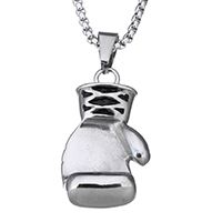 Stainless Steel Sweater Necklace, Boxing Glove, Unisex & box chain & enamel, original color, 23.5x40mm, 3mm, Length:Approx 23 Inch, 5Strand/Lot, Sold By Lot