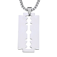 Stainless Steel Sweater Necklace, Razor Blade, Unisex & box chain, original color, 23x45mm, 3mm, Length:Approx 23 Inch, 5Strand/Lot, Sold By Lot