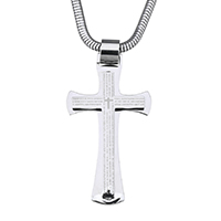 Unisex Necklace, Stainless Steel, Cross, snake chain & with letter pattern, original color, 27x49mm, 3.5mm, Sold Per Approx 22 Inch Strand