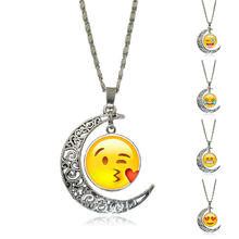 Time Gem Jewelry Necklace Zinc Alloy with Glass Moon platinum color plated Unisex lead & cadmium free 600mm Sold Per Approx 23.5 Inch Strand