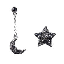 Asymmetric Earrings Zinc Alloy antique silver color plated with rhinestone lead & cadmium free  Sold By Pair