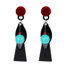 Fashion Statement Earring, Plastic, with Wood & Acrylic, more colors for choice, 83mm, Sold By Pair