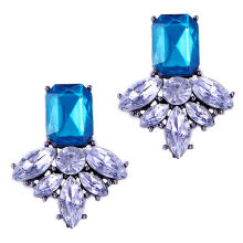 Crystal Earrings, Tibetan Style, with Crystal, platinum color plated, faceted, more colors for choice, lead & cadmium free, 43x33mm, Sold By Pair