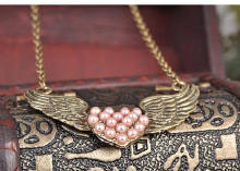 Plastik-Perlenkette, Zinklegierung, mit ABS-Kunststoff-Perlen, Messing antik Farbe überzogen, Oval-Kette & für Frau, frei von Blei & Kadmium, 537x34mm, verkauft per ca. 21 ZollInch Strang