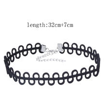 Tattoo Choker Necklace PU Leather with Zinc Alloy with 7cm extender chain lead & cadmium free 320mm Sold Per Approx 12.5 Inch Strand