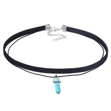 Layered Choker, Cloth, with Waxed Linen Cord & Turquoise & Tibetan Style, with 5cm extender chain, lead & nickel free, 350x40mm, Sold Per Approx 13.5 Inch Strand