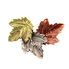 Tibetan Style Brooches, Leaf, plated, mixed colors, lead & cadmium free, 55mm, 3PCs/Bag, Sold By Bag