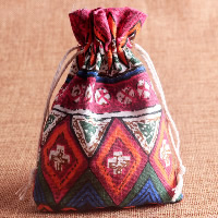 Jewelry Pouches Bags Cotton Fabric with Nylon Cord Rectangle Sold By Lot
